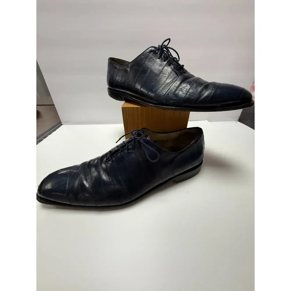 Belvedere Florence Navy Blue Leather Lace Up Dress Shoes Italy Mens 13